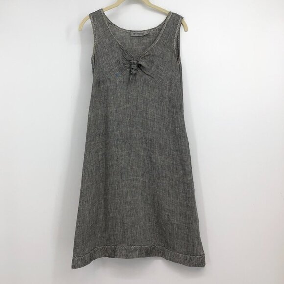 SPORTMAX grey Sleevless knot front pure linen above knee dress A  line - Picture 15 of 15